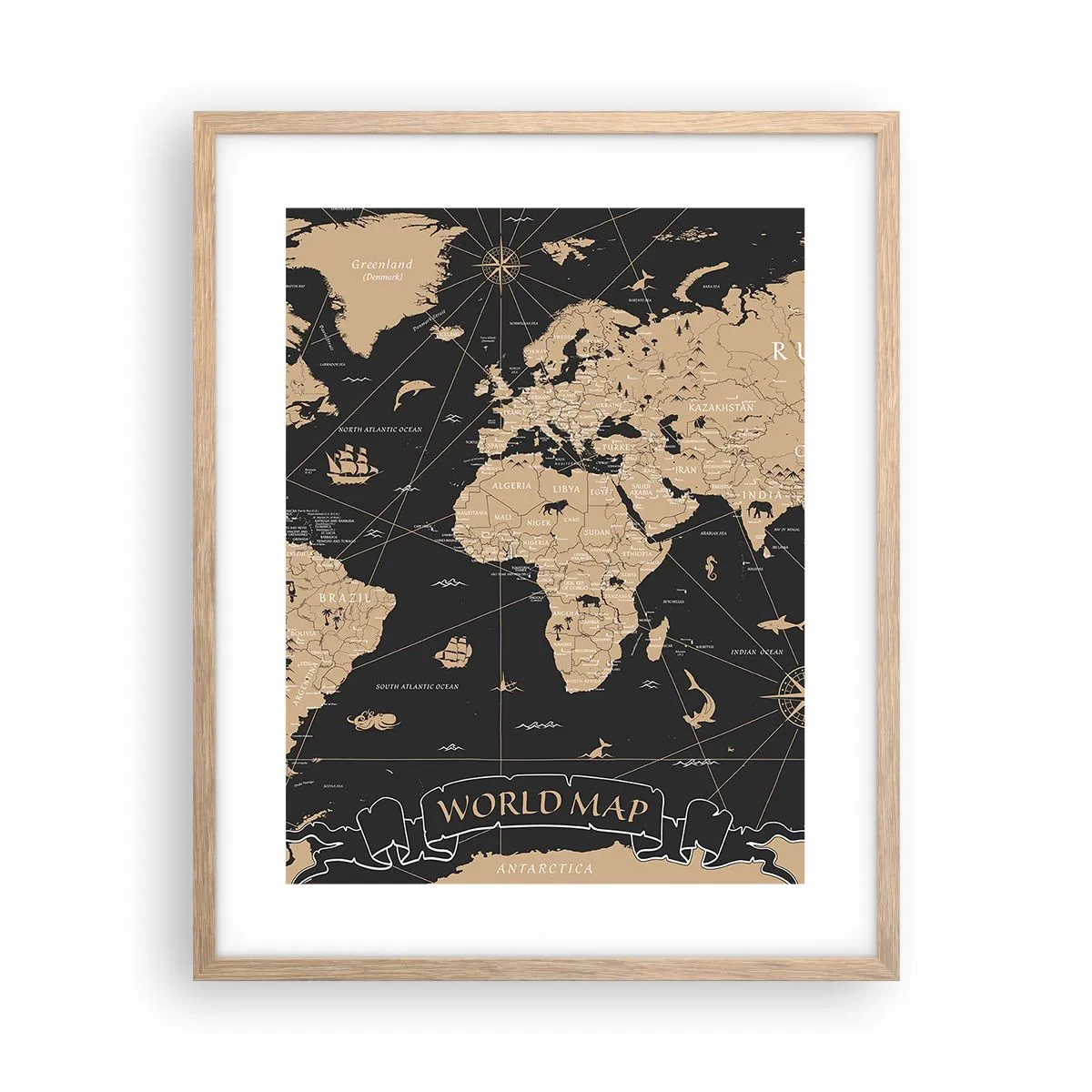 Póster en marco roble claro - Las fronteras de mi mundo - 40x50 cm
