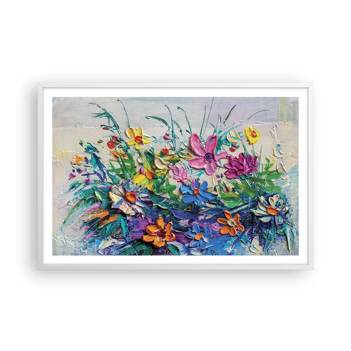 Póster en marco blanco - La energía de las flores - 91x61 cm