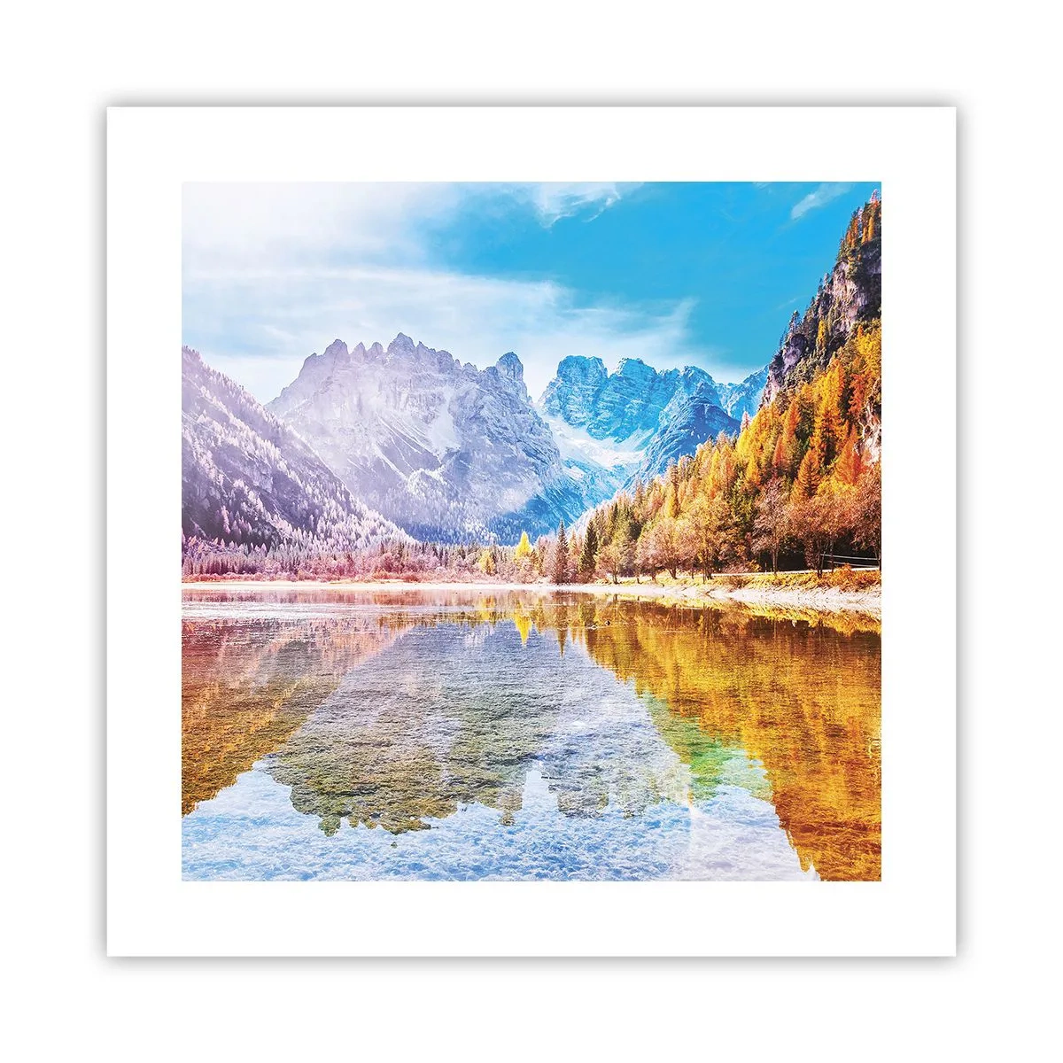 Póster - Ya es otoño en las montañas - 40x40 cm