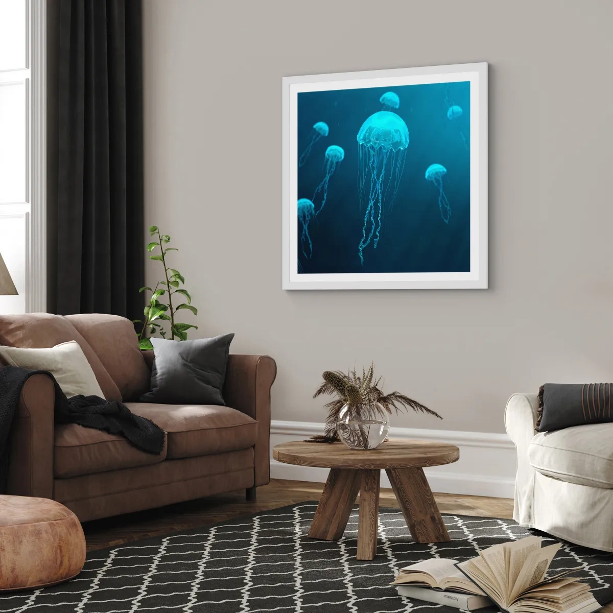 Póster en marco blanco - Danza oceánica - 60x60 cm