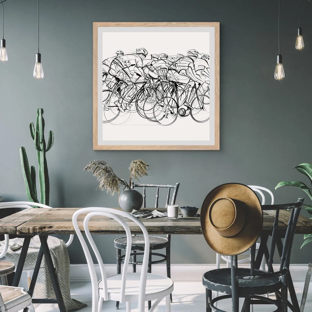 Póster en marco roble claro - Juntos como un equipo - 40x40 cm