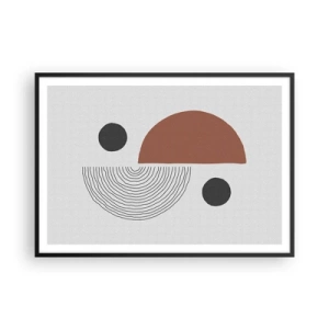 Póster en marco negro - Formas geométricas en tonos marrones y negros. - 100x70cm - La perfección del círculo - Decoración de pared moderna para salón y dormitorio ARTTOR