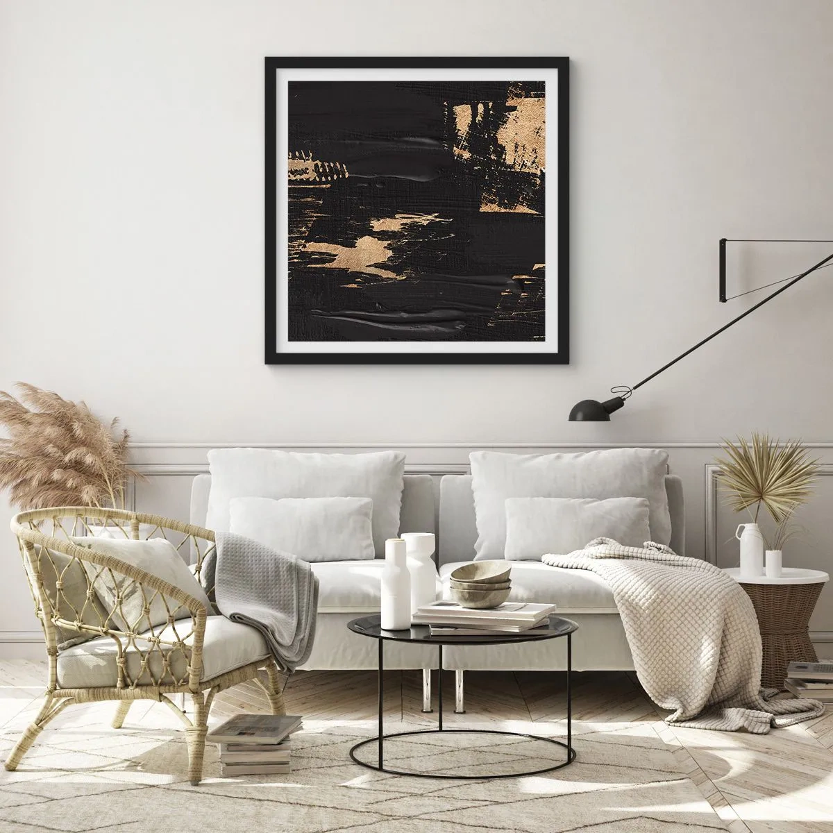 Póster en marco negro - Un rastro de tacto - 30x30 cm