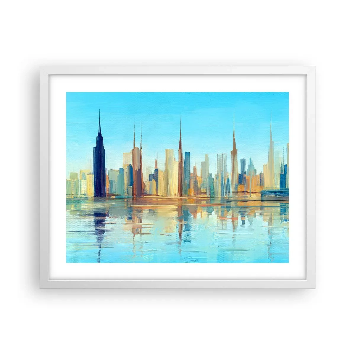 Póster en marco blanco - Metrópolis soleada - 50x40 cm