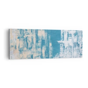 Cuadro sobre lienzo - Impresión de Imagen - Composición abstracta en tonos azules y blancos. - 140x50cm - A través de un carámbano - Decoración de pared moderna para salón y dormitorio ARTTOR