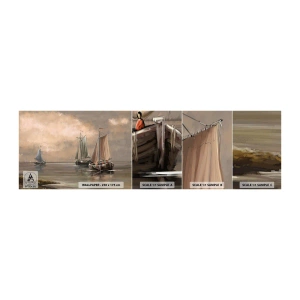 Muestra De Fotomural Standard Eco - El regreso de los marineros - Paisaje, Barco de pesca, Naturaleza - 100x30 cm
