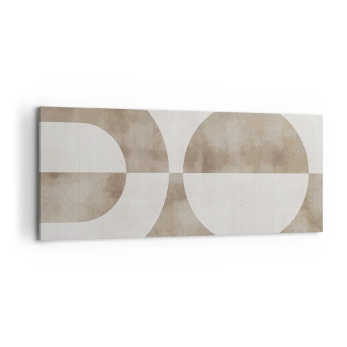 Cuadro sobre lienzo - Impresión de Imagen - Un cuadro abstracto en tonos beige con formas geométricas y simetría. - 120x50cm - Similitudes y diferencias - Decoración de pared moderna para salón y dormitorio ARTTOR
