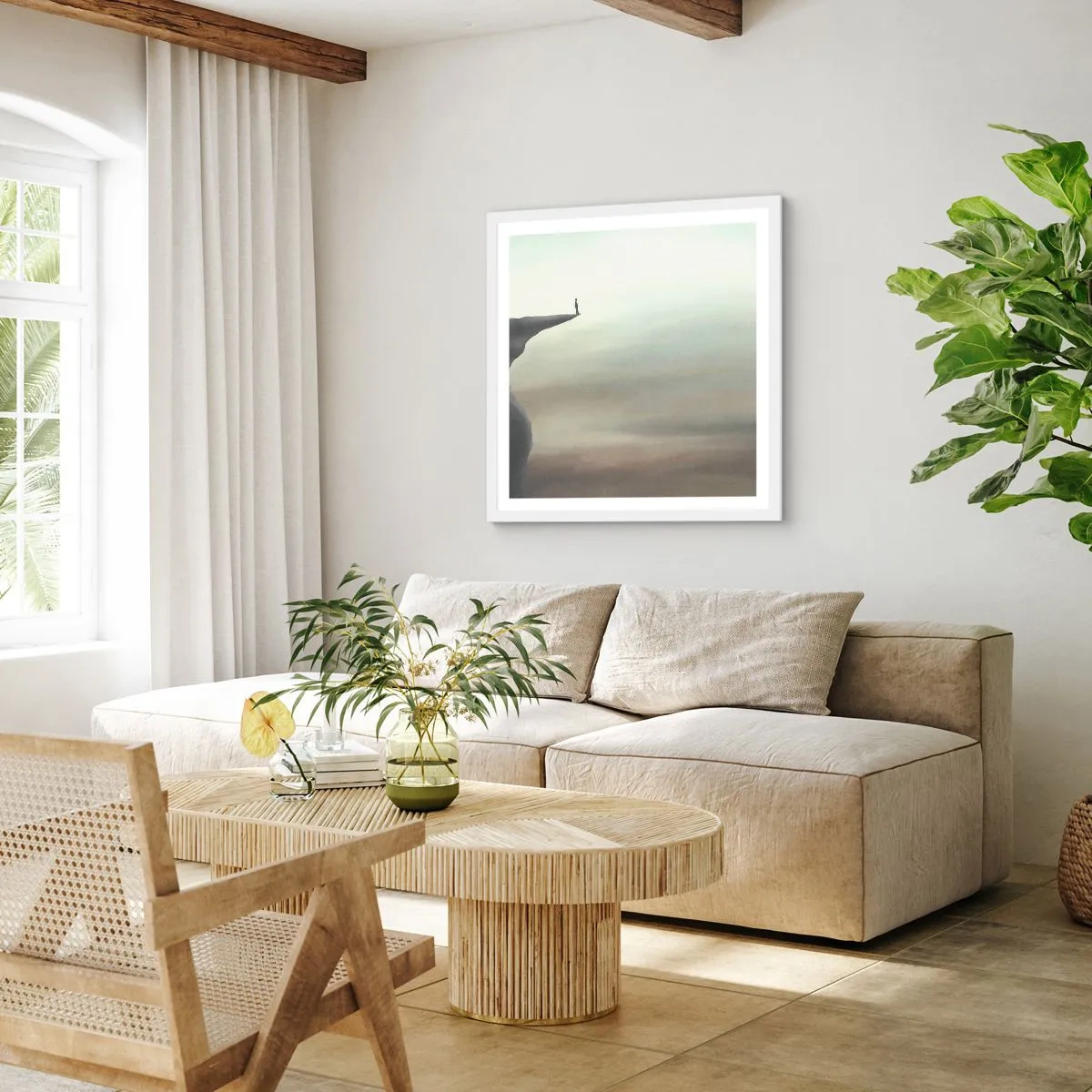 Póster en marco blanco - Hacia arriba, ¡por supuesto! - 40x40 cm