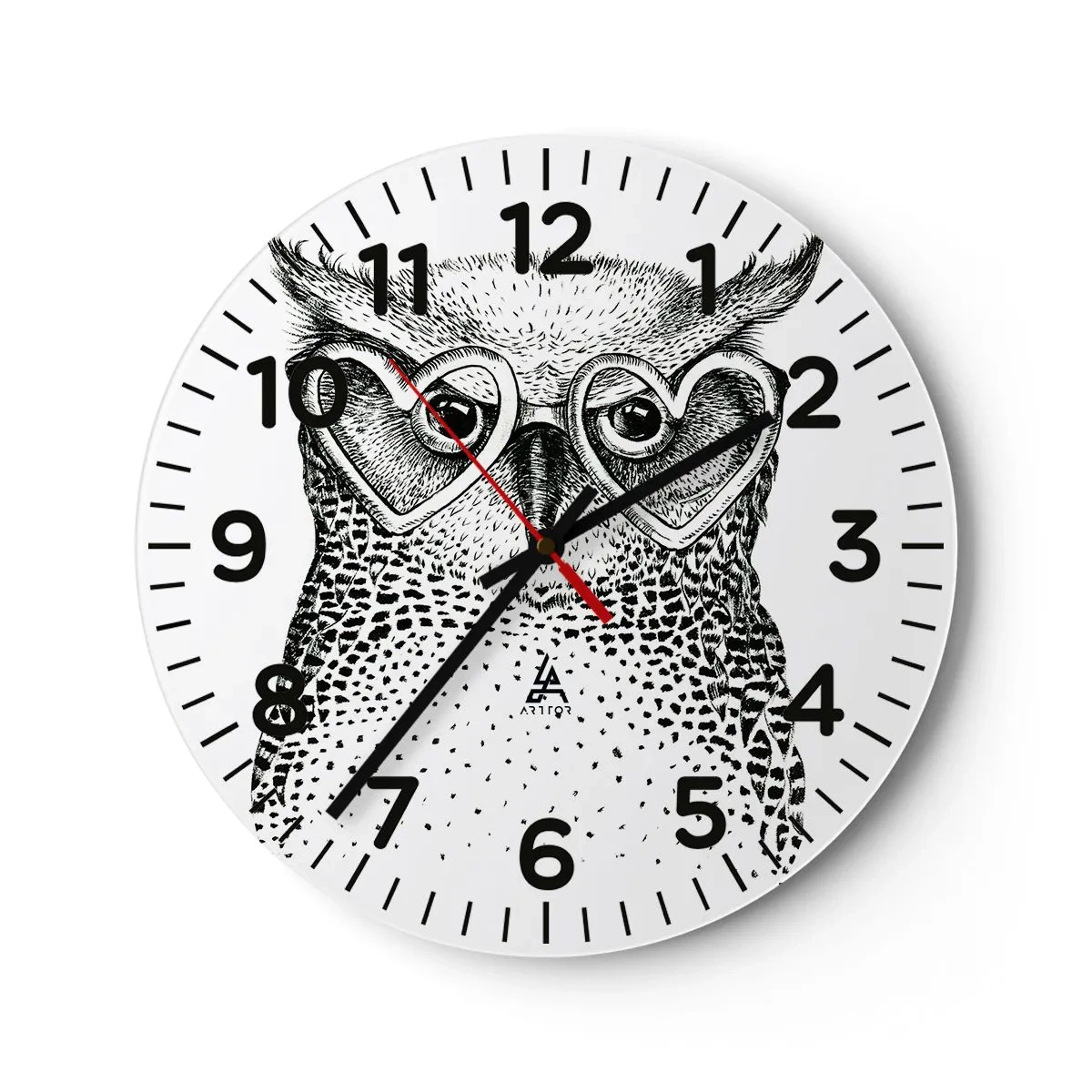 Reloj de pared - Reloj de vidrio - Con sabiduría y amor - 40x40 cm