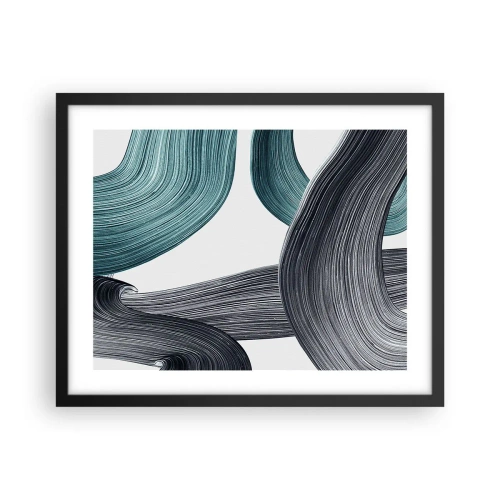 Póster en marco negro - Senderos esmeralda y negro - 50x40 cm