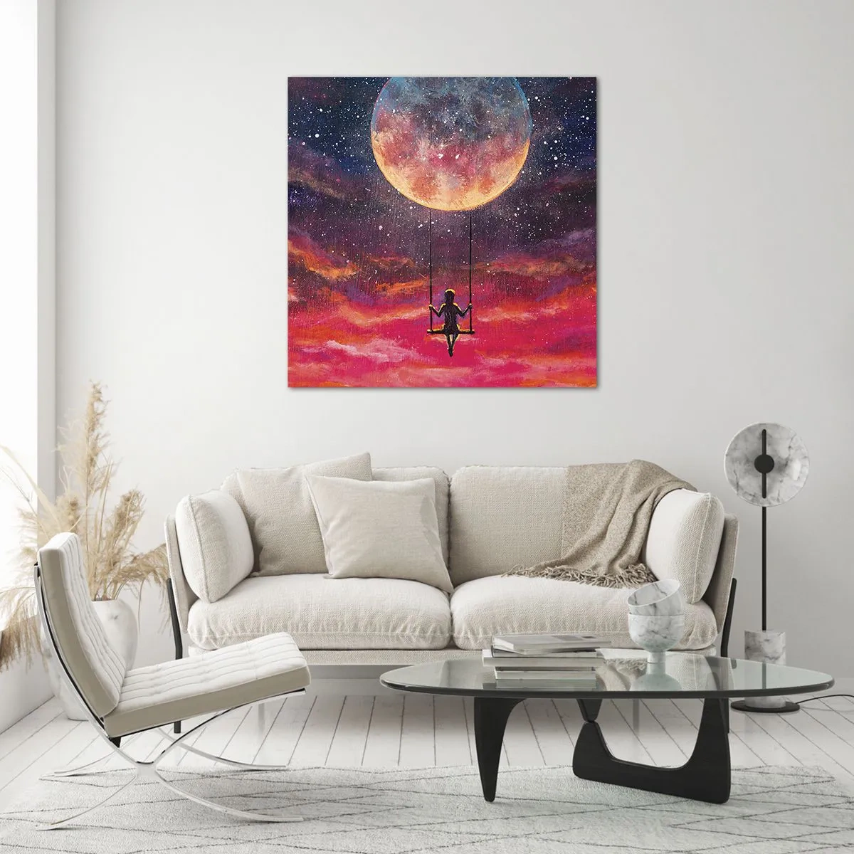 Cuadro sobre vidrio - Impresiones sobre Vidrio - Disfrutar de las nubes - 60x60 cm