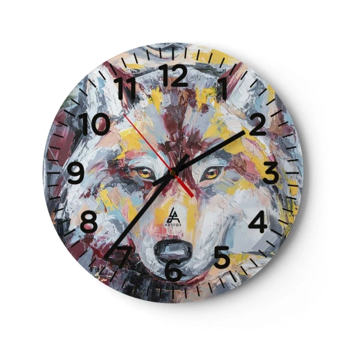 Reloj de pared - Reloj de vidrio - Pinceladas de lobo - 40x40 cm