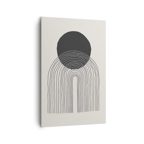 Cuadro sobre lienzo - Impresión de Imagen - Patrón abstracto con líneas y un círculo negro sobre un fondo claro - 80x120cm - Temblor y certeza - Decoración de pared moderna para salón y dormitorio ARTTOR
