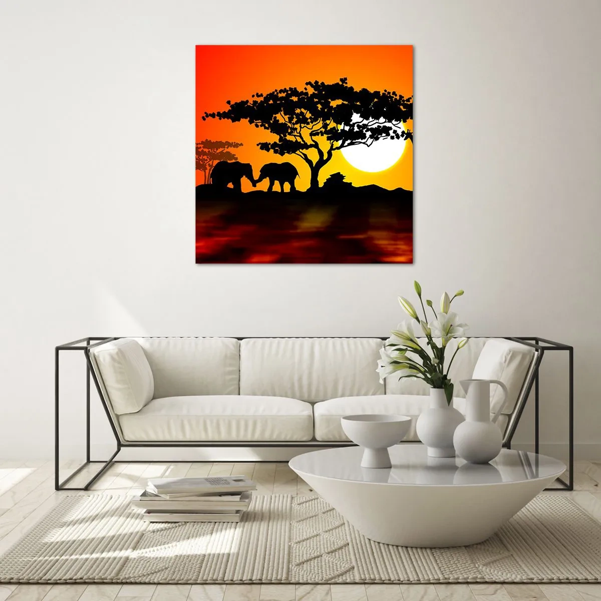 Cuadro sobre vidrio - Impresiones sobre Vidrio - Reunión en la sabana - 60x60 cm