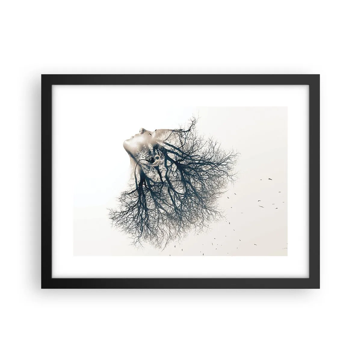 Póster en marco negro - Escuchando el susurro de un árbol - 40x30 cm