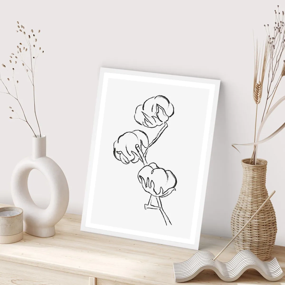 Póster en marco blanco - Plumón de algodón - 30x40 cm