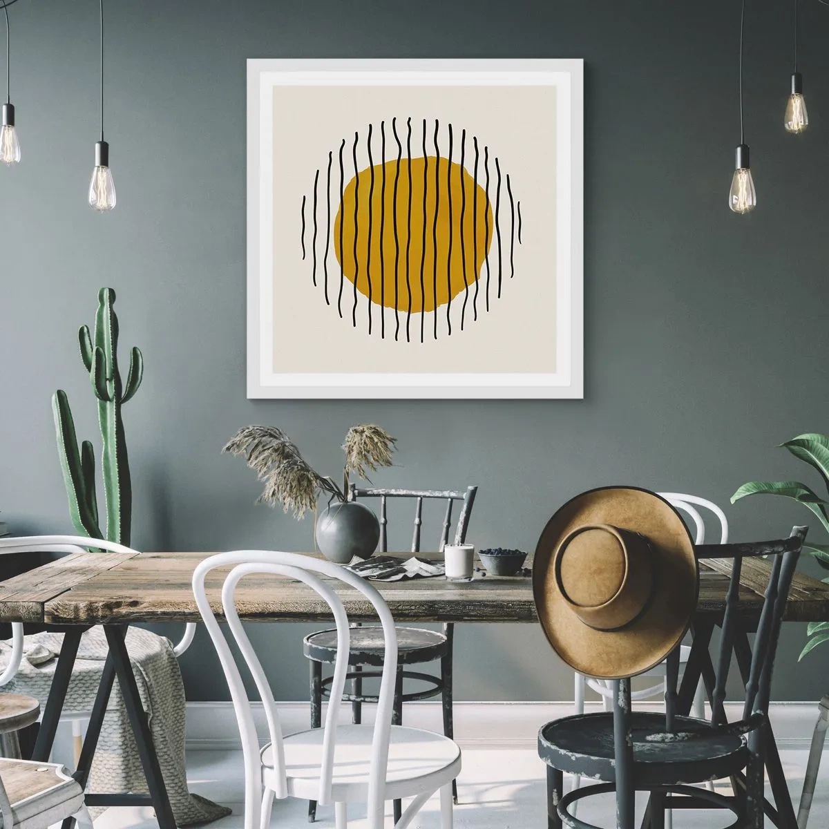 Póster en marco blanco - Abstracción cálida - 60x60 cm