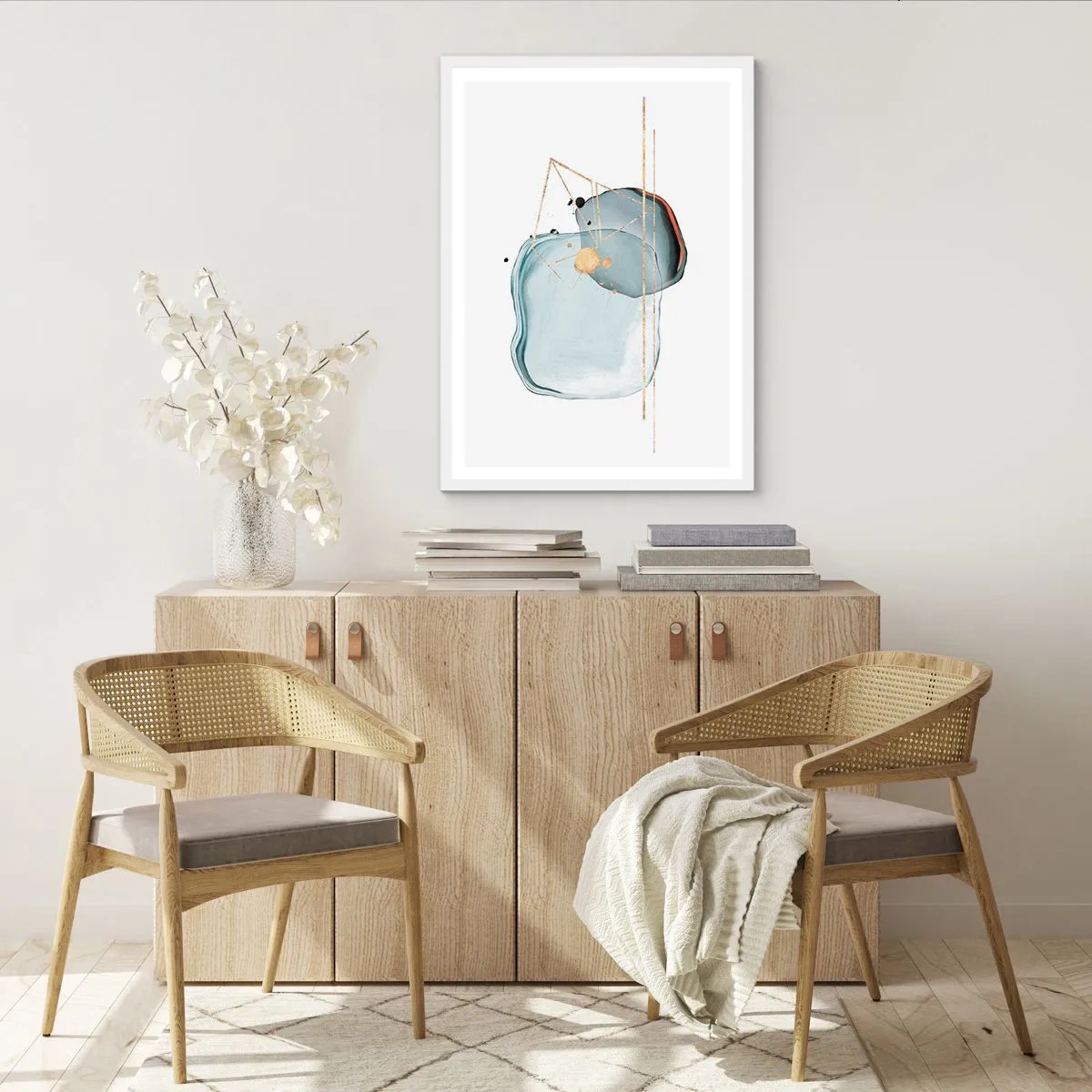 Póster en marco blanco - Un estudio de gotas - 70x100 cm