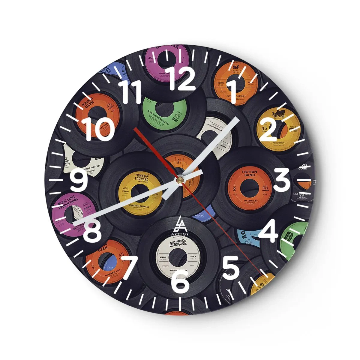 Reloj de pared - Reloj de vidrio - Colores de los clásicos - 40x40 cm