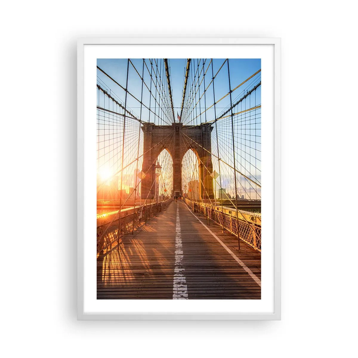 Póster en marco blanco - En el puente dorado - 50x70 cm