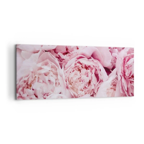 Cuadro sobre lienzo - Impresión de Imagen - Un primer plano de un ramo de peonías rosas. - 120x50cm - Cálido y fragante - Decoración de pared moderna para salón y dormitorio ARTTOR
