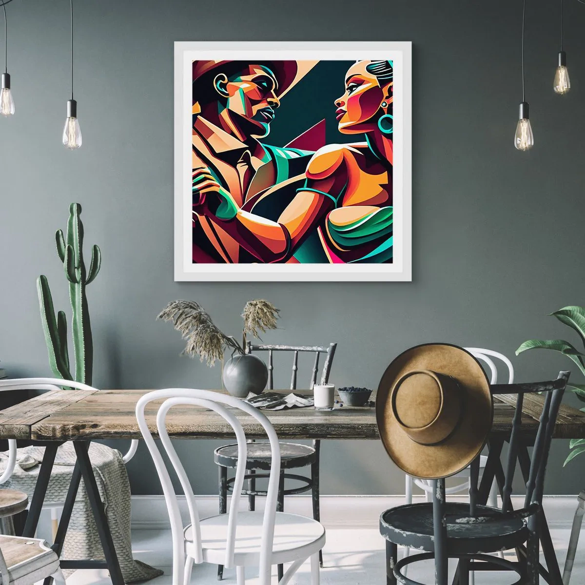 Póster en marco blanco - Al ritmo del corazón - 40x40 cm