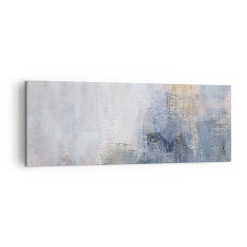 Cuadro sobre lienzo - Impresión de Imagen - Manchas abstractas sutiles en tonos azules y beige - 140x50cm - Tonos de color - Decoración de pared moderna para salón y dormitorio ARTTOR
