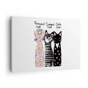 Cuadro sobre lienzo - Impresión de Imagen - Tres gatos con diversos patrones artísticos. - 70x50cm - Había tres gatitos - Decoración de pared moderna para salón y dormitorio ARTTOR