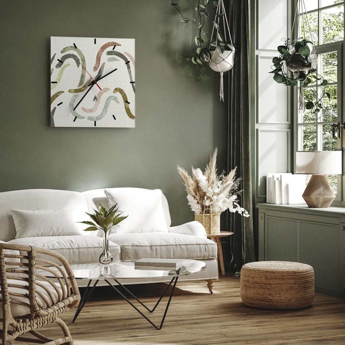 Reloj de pared - Reloj de vidrio - La alegre danza de la abstracción - 30x30 cm