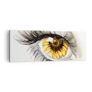 Cuadro sobre lienzo - Impresión de Imagen - Ojo artístico con iris en forma de girasol. - 140x50cm - Un aspecto tan caluroso como el verano - Decoración de pared moderna para salón y dormitorio ARTTOR