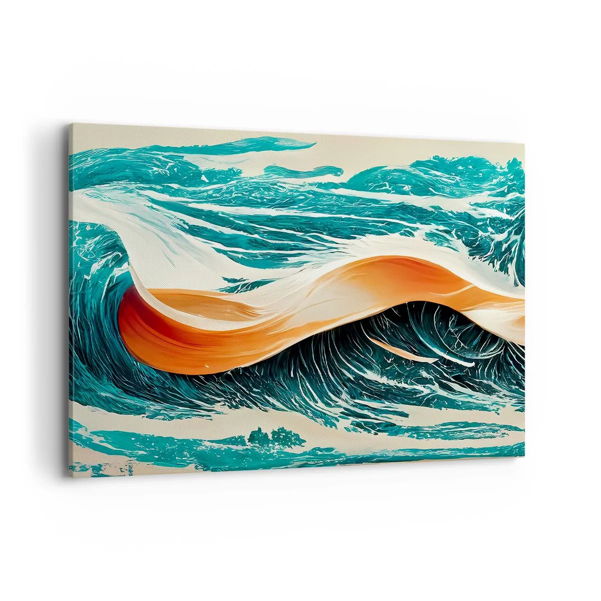 Cuadro sobre lienzo - Impresión de Imagen - Olas marinas dinámicas con cinta abstracta - 100x70cm - El sueño de un surfista - Decoración de pared moderna para salón y dormitorio ARTTOR