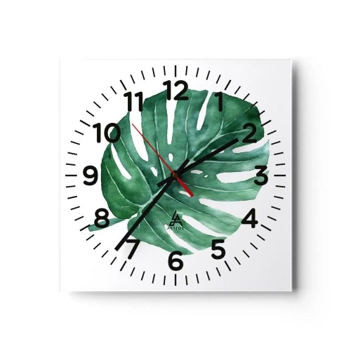 Reloj de pared - Reloj de vidrio - Concepto verde - 30x30 cm
