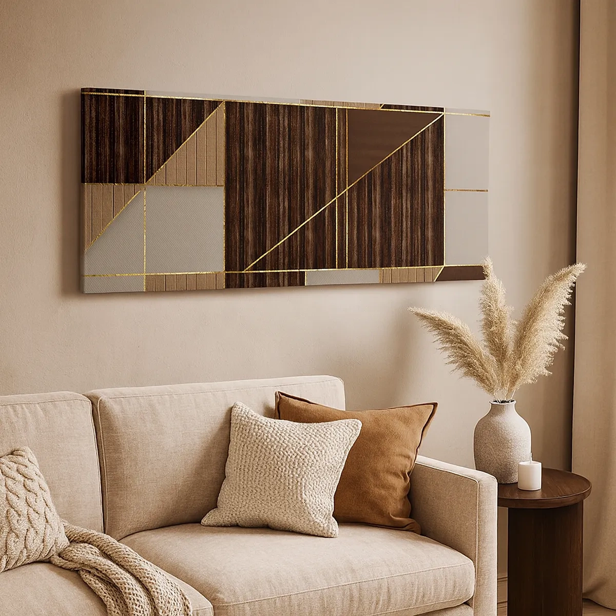 Cuadro sobre lienzo - Impresión de Imagen - Un mosaico de marrones y dorados - 30x30 cm