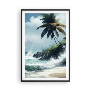 Póster en marco negro - En una costa tropical - 61x91 cm