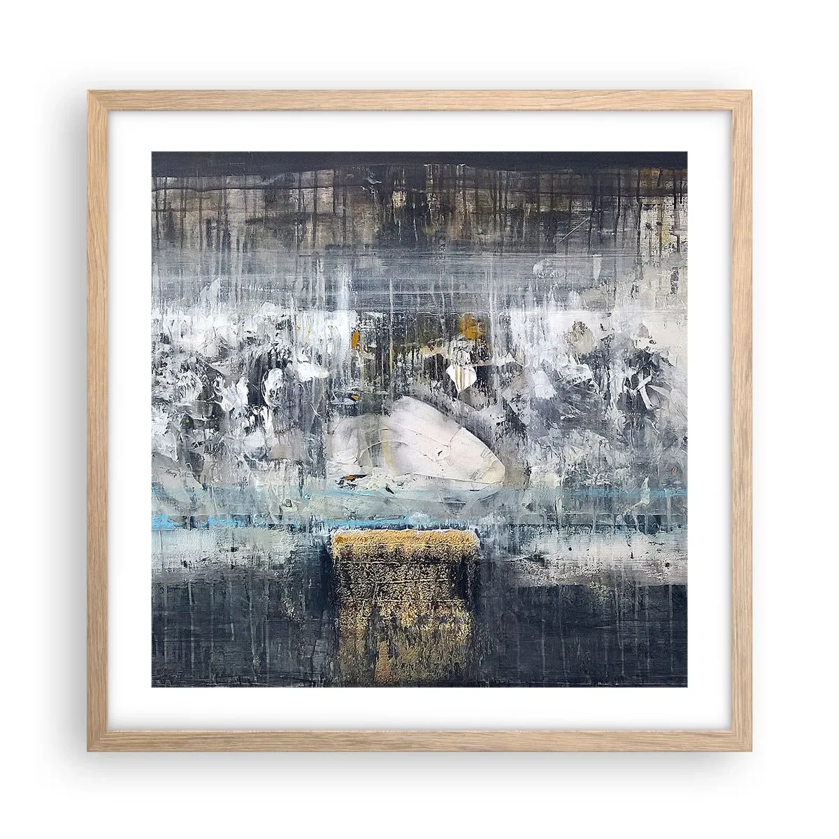 Póster en marco roble claro - Hielo abstracto - 50x50 cm