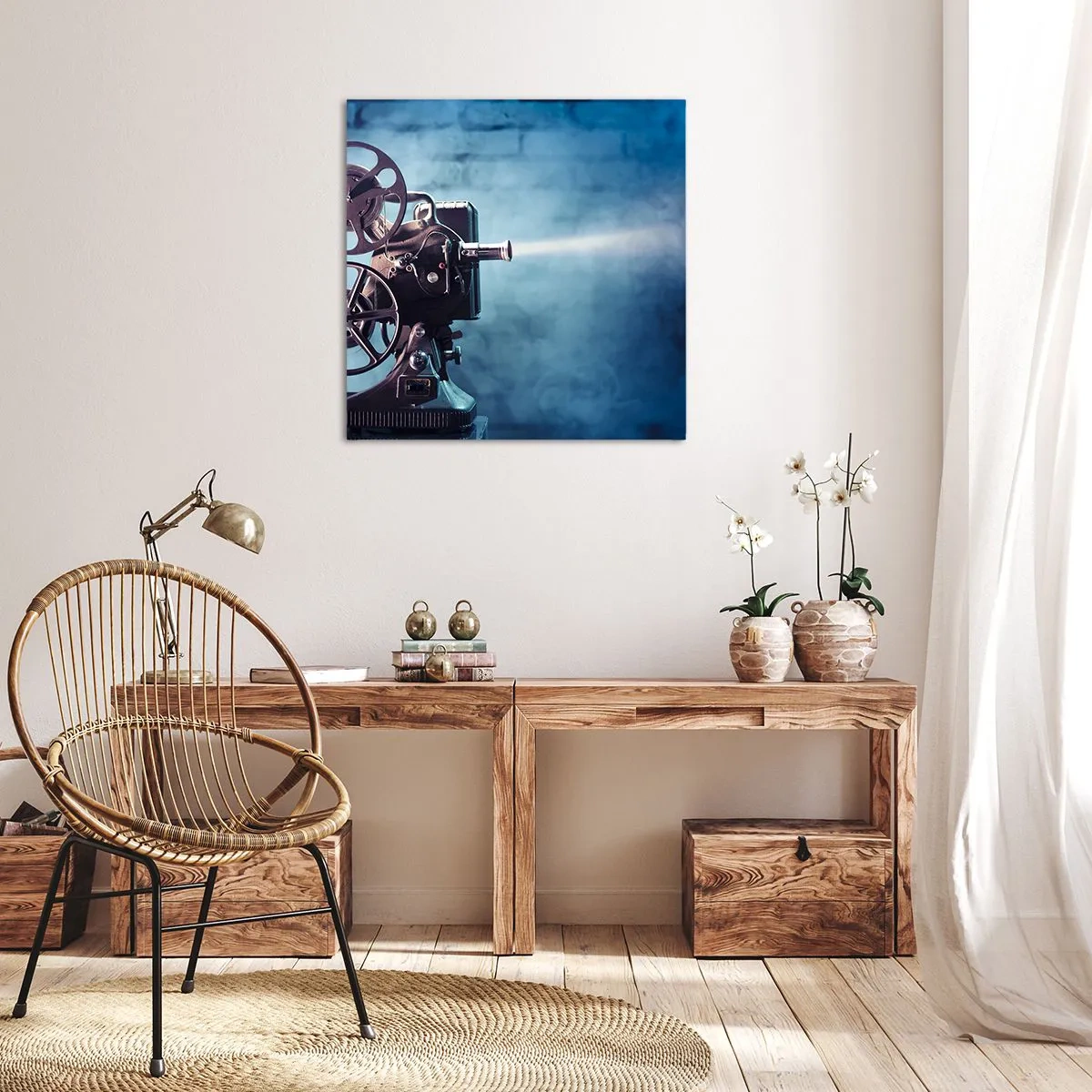 Cuadro sobre lienzo - Impresión de Imagen - En el Vintage cine - 70x70 cm