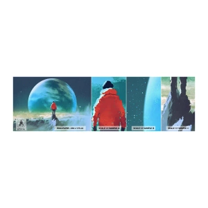 Muestra de fotomural autoadhesivo Deluxe Sticker - Descubridor de una nueva Tierra - Abstracción, Fantasía, Planeta Tierra - 100x30 cm