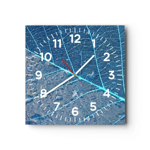 Reloj de pared - Reloj de vidrio - Vida en el azul - 40x40 cm
