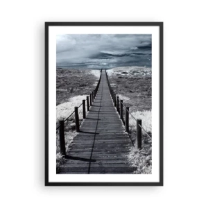 Póster en marco negro - Un camino de madera hacia lo desconocido - 50x70cm - En plena costa - Decoración de pared moderna para salón y dormitorio ARTTOR
