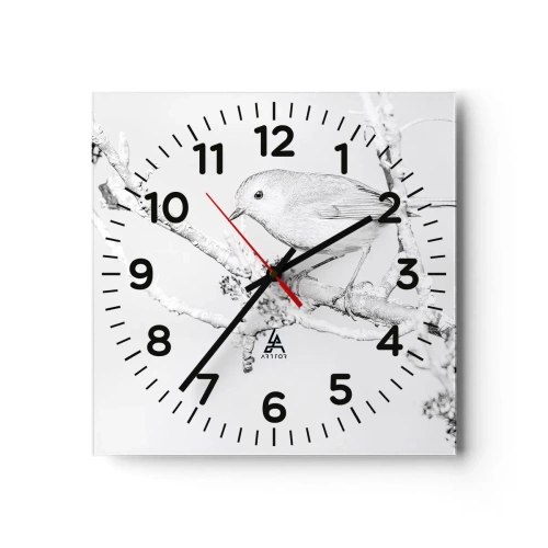 Reloj de pared - Reloj de vidrio - Mañana de invierno - 30x30 cm