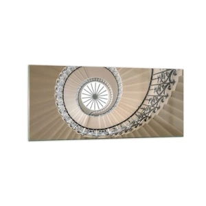 Cuadro sobre vidrio - Impresiones sobre Vidrio - Escalera de caracol con un elegante enfoque geométrico. - 120x50cm - En el interior de una concha - Decoración de pared moderna para salón y dormitorio ARTTOR