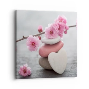 Cuadro sobre lienzo - Impresión de Imagen - Felicidad con la flor del cerezo - 30x30 cm