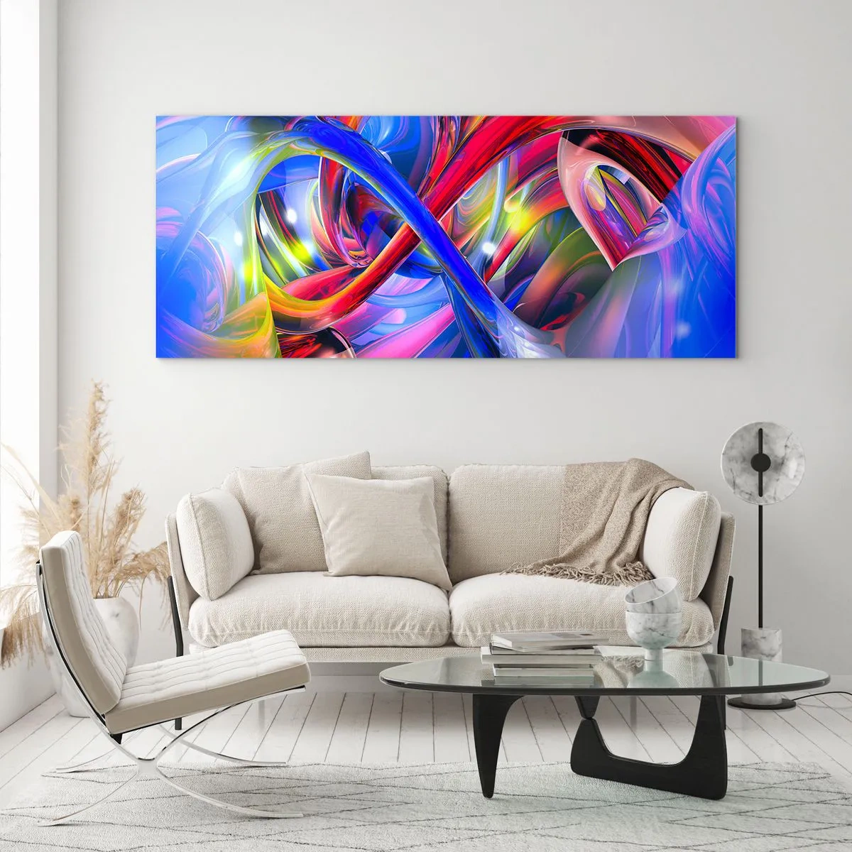Cuadro sobre vidrio - Impresiones sobre Vidrio - Una danza de colores - 100x40 cm