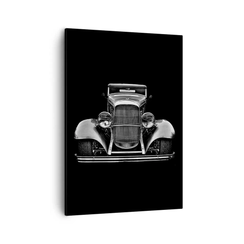 Cuadro sobre lienzo - Impresión de Imagen - Un coche clásico en blanco y negro. - 50x70cm - Un verdadero caballero - Decoración de pared moderna para salón y dormitorio ARTTOR