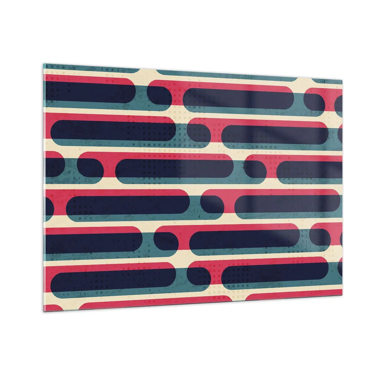 Cuadro sobre vidrio - Impresiones sobre Vidrio - Líneas retro abstractas - 100x70cm - Profundidad y relieve - Decoración de pared moderna para salón y dormitorio ARTTOR
