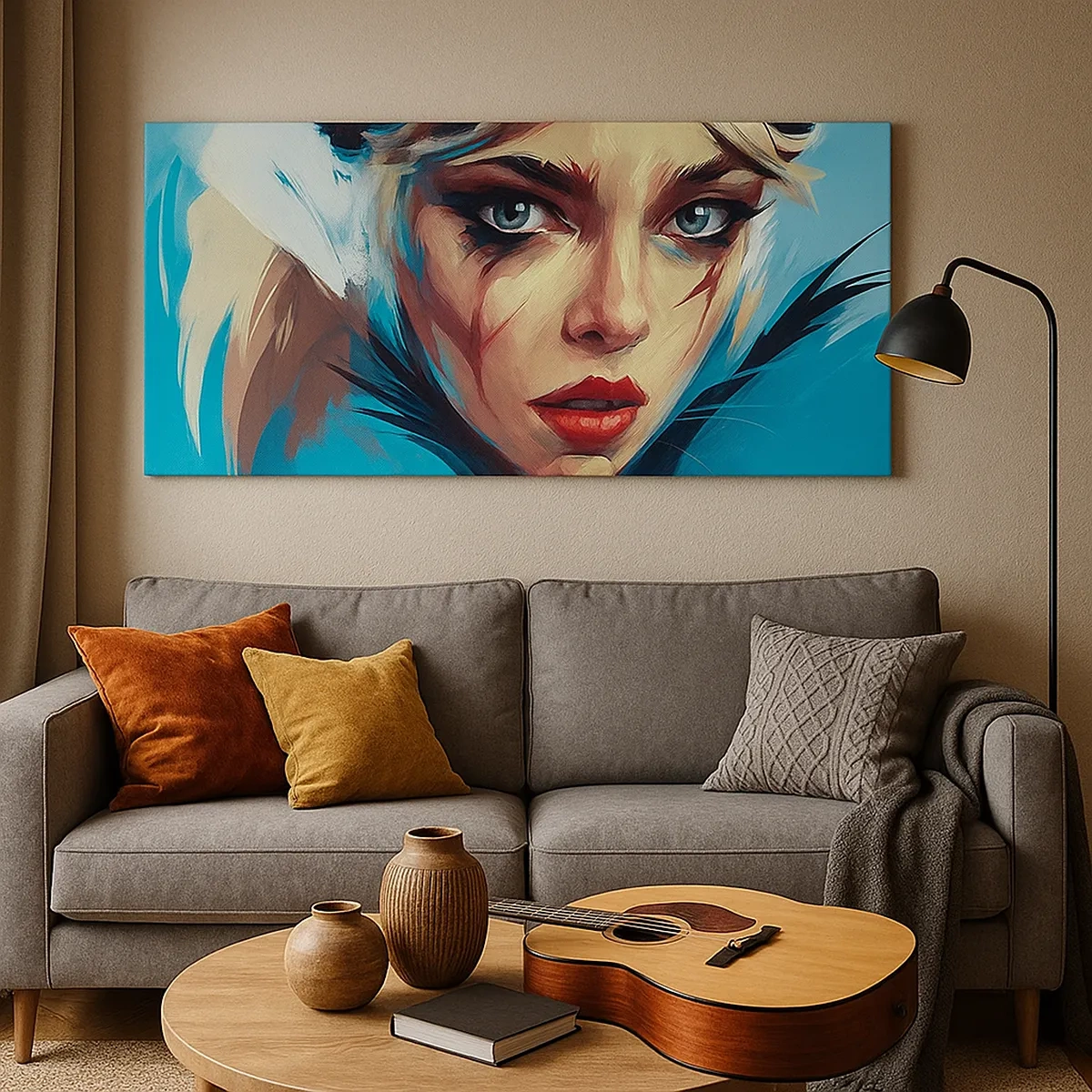 Cuadro sobre lienzo - Impresión de Imagen - Guerrera colorida - 30x30 cm