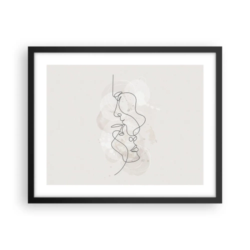 Póster en marco negro - En un abrazo - 50x40 cm