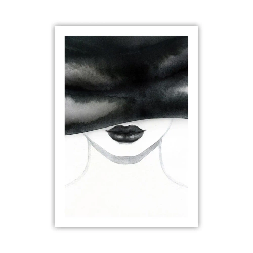 Póster - Retrato en blanco y negro de una mujer con los ojos vendados. - 50x70cm - Un misterio sensual - Decoración de pared moderna para salón y dormitorio ARTTOR