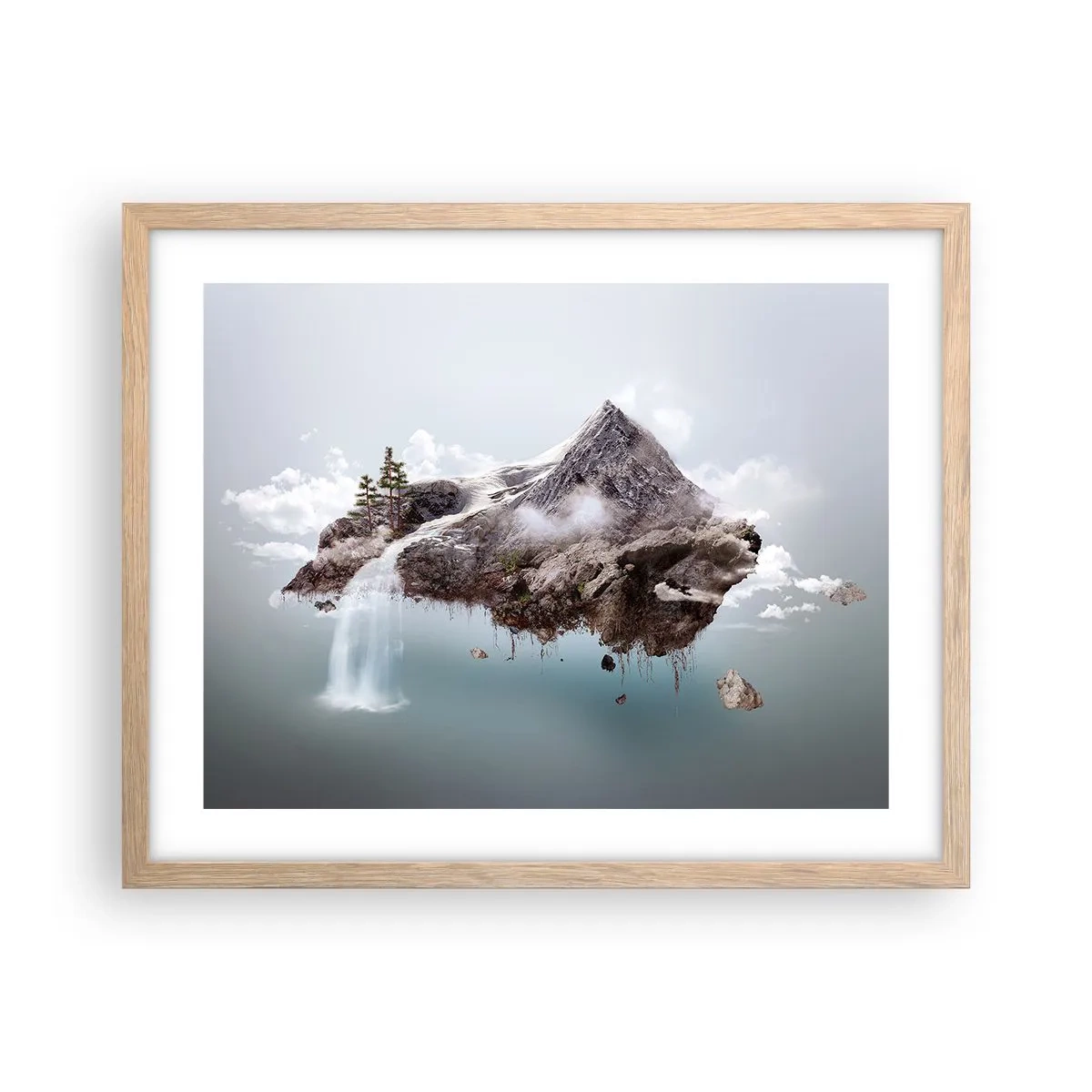 Póster en marco roble claro - Isla surrealista - 50x40 cm