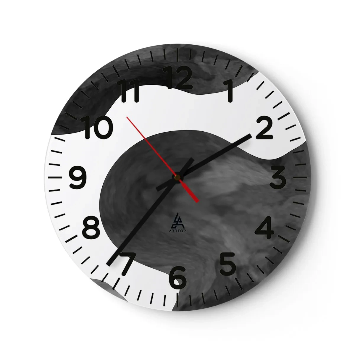 Reloj de pared - Reloj de vidrio - El blanco fluye sobre el negro - 40x40 cm